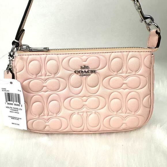 Coach Wristlet Nolita 19 In Signature Leather In Silver Blush NWT CZ456 - Picture 6 of 11